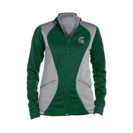 Michigan State Spartans Ladies Full Zip Fleece Jacket Green/Silver