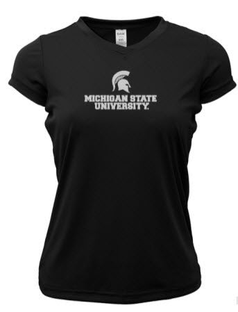 Michigan State Spartans Ladies S/S Poly in Black w/ Universal Design