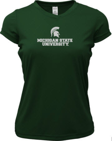 Michigan State Spartans Ladies S/S Poly in Green w/ Universal Design