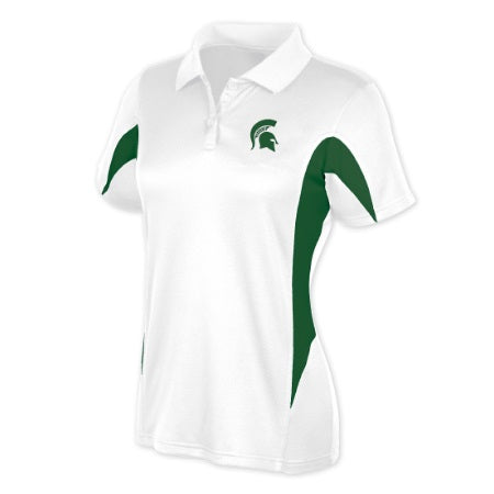 Michigan State Spartans Ladies Polo Shirt  White w/ emb helmet