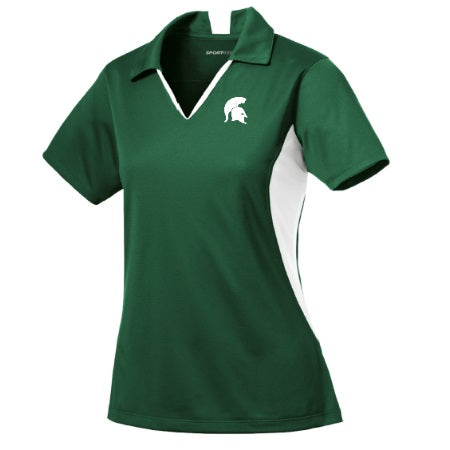 Michigan State Spartans Ladies Sport Tek Polo  Green/White w/ emb hlmt