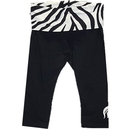 Michigan State Spartans Ladies Yoga Capri Pant with Zebra Trim