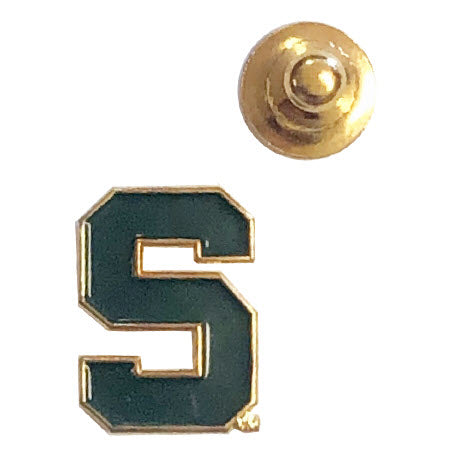 Michigan State Spartans Lapel Pins Block S Green  and Gold